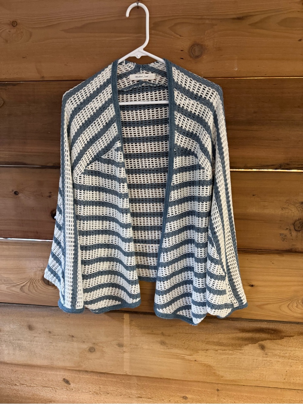 Mustard Seed Blue & White Striped Open-Front Cardigan